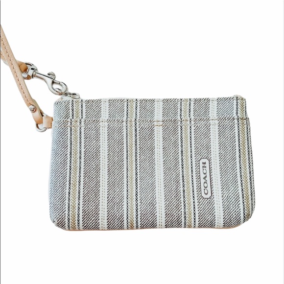 Coach Legacy Weekend Ticking Stripe Wristlet